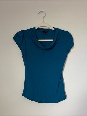 Banana Republic Teal Cowl Neck Cap Sleeve Top